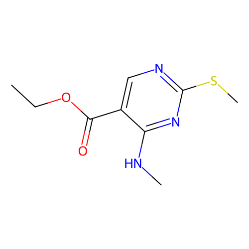 4-甲基氨基-<em>2</em>-甲硫基<em>嘧啶</em>-5-<em>羧酸</em>乙酯，76360-82-2，95%