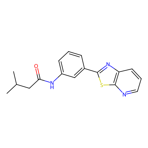 3-甲基-<em>N</em>-（3-噻唑并[5，4-B]吡啶-2-基）苯基）丁酰胺，863592-53-4，98%