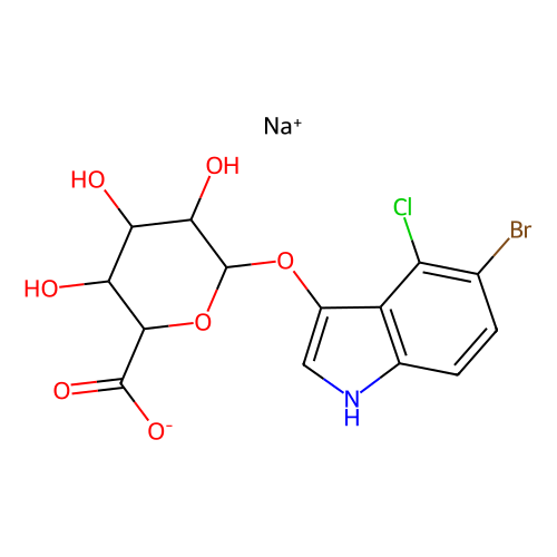 5-溴-<em>4</em>-<em>氯</em>-3-<em>吲哚</em>基β-D-葡萄糖苷酸钠盐[用于生物学研究]，129541-41-9，≥98%