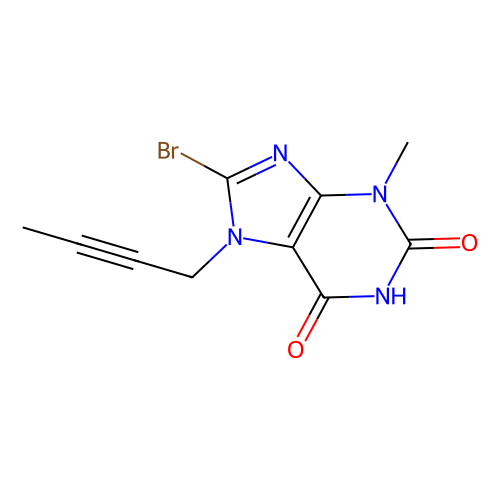 8-溴-7-(<em>2</em>-<em>丁炔</em>-1-基)-3-甲基黄嘌呤，666816-98-4，>98.0%(HPLC)