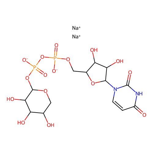 Uridine <em>5</em>'-(二磷酸三氢),P'-α-D-吡喃<em>木</em><em>糖</em>酯二钠盐，108320-89-4，98%