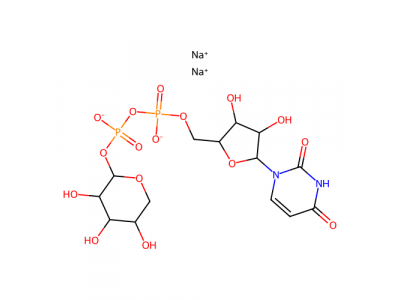 Uridine 5'-(二磷酸三氢),P'-α-D-吡喃木糖酯二钠盐，108320-89-4，98%