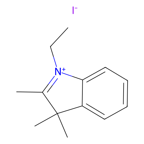 1-乙基-2,<em>3</em>,3-三<em>甲基</em>-<em>3</em>H-吲哚-1-<em>鎓</em><em>碘化物</em>，14134-81-7，97%