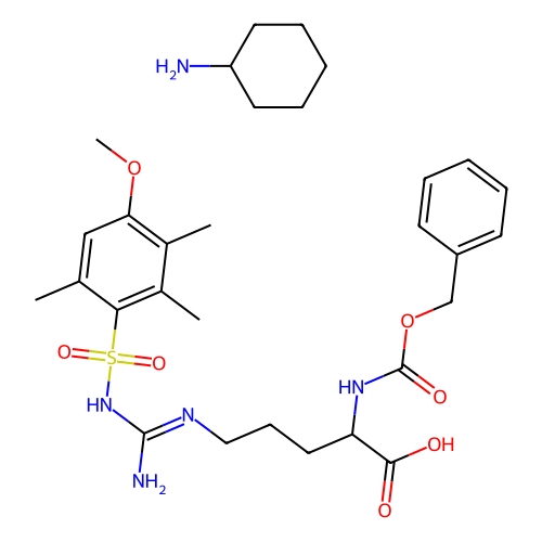 N-苄氧羰基-N'-(4-<em>甲</em>氧基-2,3,6-三<em>甲基</em>苯<em>磺</em><em>酰</em>基)-L-精氨酸环己<em>胺</em>盐，80745-09-1，98%