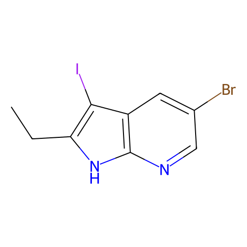 5-溴-2-<em>乙基</em>-3-<em>碘</em>-<em>1</em>H-吡咯并[2,3-b]吡啶，1228666-12-3，97%