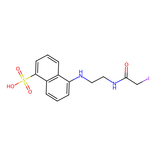 N-碘<em>乙酰</em>-N'-(5-磺基-<em>1</em>-<em>萘</em>)乙二胺，36930-63-9，≥93% (HPLC),用于荧光分析