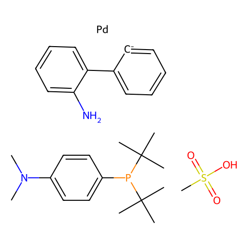 甲磺酸[(4-(<em>N</em>,<em>N</em>-<em>二</em>甲<em>氨基</em>)苯基]<em>二</em>叔<em>丁基</em>膦(2-<em>氨基</em>-1,1-联苯-2-基)钯 ，1820817-64-8，97%