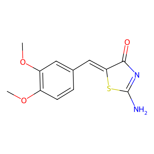 （5Z）-<em>2</em>-氨基-5-（3,4-二甲氧基苄叉）-1,3-噻唑-<em>4</em>（<em>5H</em>）-<em>酮</em>，1198098-03-1，98%
