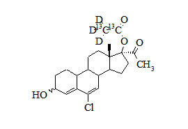 PUNYW19146214 <em>3-Hydroxy</em> <em>Chlormadinone</em> <em>Acetate-13C-d3</em>