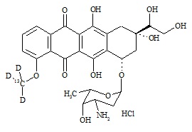 <em>PUNYW12683357</em> <em>Doxorubicinol</em>-13C-d3 <em>HCl</em> (<em>Mixture</em> of <em>Diasteromers</em>)