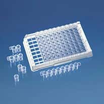 BrandTech 781731 <em>BRANDplates</em>® <em>immunoGrade</em>™ Non-Sterile Microplate, 96-Well, <em>PS</em>, Black, 330 µL, Clear <em>F</em>-Bottom; 100/PK