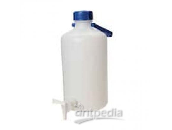 Cole-Parmer Heavy-Walled HDPE Carboy w/ Spigot, narrow mouth, 25 L