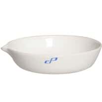 Cole-Parmer Evaporating Dish, porcelain, <em>flat</em> form, <em>200</em> mL, 6/pk