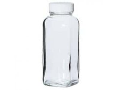 Cole-Parmer French Square Glass Bottle, Level 3, Clear, 500 mL; 40/Cs