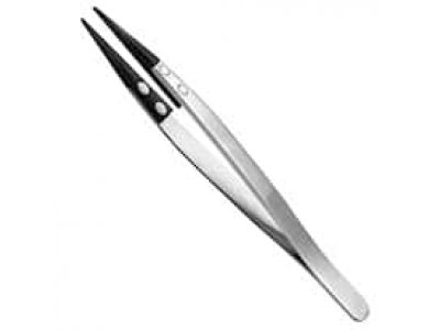 Cole-Parmer 00CF.SA.1 Stainless Steel Tweezers w/ Flat, Thick, Plastic Tips