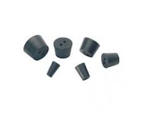 Cole-Parmer Two-Hole Black Rubber Stoppers, Standard Size 10; 8/Pk