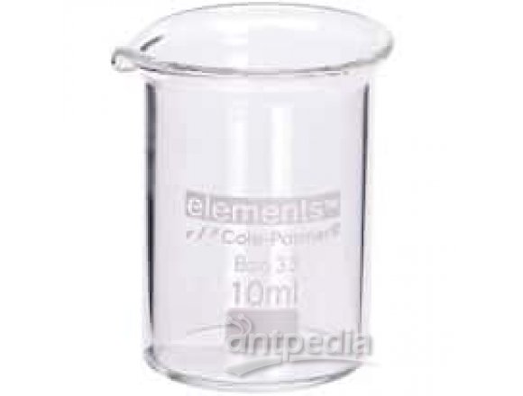 Cole-Parmer elements Low-Form Beaker, Glass, 10 mL, 12/pk