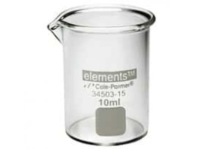 Cole-Parmer elements Plus Griffin Low-Form Beaker, Glass, 25 mL, 12/pk