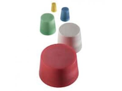 Cole-Parmer Solid Color-Coded Silicone Stoppers, Standard Size 10.5, Blue; 5/Bag