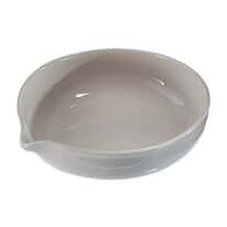 CoorsTek 60231 Porcelain Shallow-<em>Form</em> Evaporating Dish, 50 mL; <em>6</em>/Pk