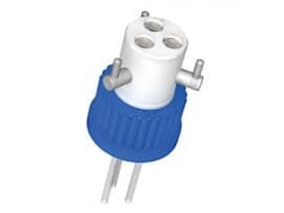 Diba Omnifit® Q-Series Solvent Bottle Cap, GL45, 2 UNF(F) ports with valves, blue; 1/ea