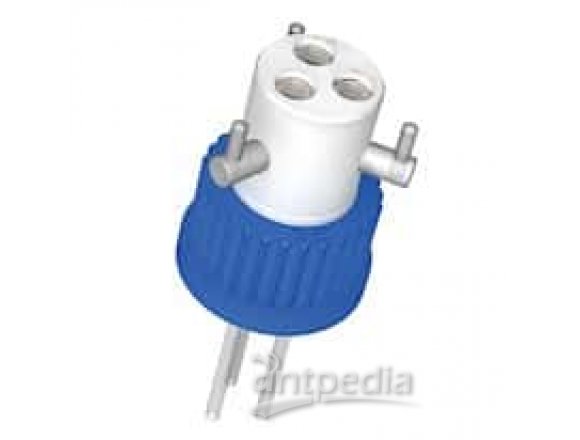Diba Omnifit® Q-Series Solvent Bottle Cap, GL38/38-430 (plastic), 3 UNF(F) ports w/ valves, blue; 1/ea