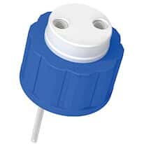 Diba Omnifit® Q-Series Solvent Bottle Cap, <em>GL45</em>, 2 UNF(F) ports without valves, blue; 1/ea