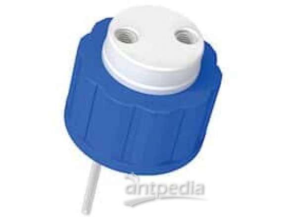 Diba Omnifit® Q-Series Solvent Bottle Cap, GL38/38-430 (glass), 2 UNF(F) ports w/o valves, blue; 1/ea