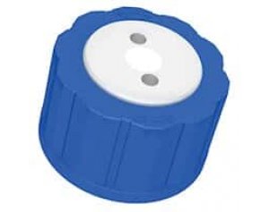 Diba Omnifit® T-Series Solvent Bottle Cap, GL45, 2 Luer ports with valve, blue; 1/ea