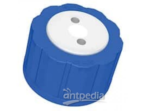 Diba Omnifit® T-Series Solvent Bottle Cap, GL45, 4 Luer ports with valve, blue; 1/ea