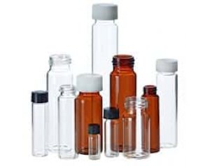 Kinesis Sample Vial and Cap Kit, Screw Neck, Amber Glass, 8 mL, with PTFE Lined Closed Caps; 1000/pk