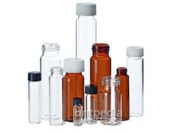 Kinesis Sample Vial and Cap Kit, Screw Neck, Amber Glass, 8 mL, with PTFE Lined Closed Caps; 1000/pk