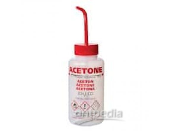 Dynalon Venting Multi-Language Labeled Safety Wash Bottle, LDPE, Acetone, 500 mL 5/pk
