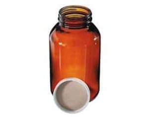 DWK Life Sciences (Wheaton) W216946 Amber Wide-Mouth Bottle, PTFE-Faced Foam-Lined PP Cap, 2 oz, 24/cs