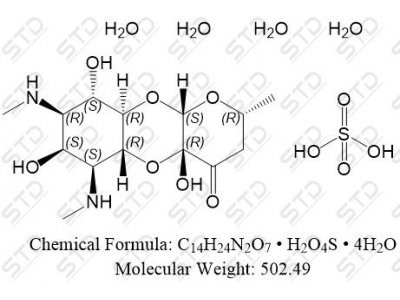 大观霉素 硫酸盐 四水合物 64058-48-6 C14H24N2O7 • H2O4S • 4H2O