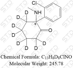 *<em>盐酸</em><em>氯胺酮</em>-d8 单体 1073255-31-8  C13H8D8ClNO