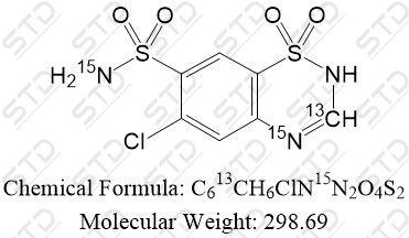 氢氯噻嗪杂质11-13C,<em>15N2</em>（氢氯噻嗪EP杂质A-13C,<em>15N2</em>）(氯噻嗪-13C,<em>15N2</em>) 1189440-79-6 C613CH6ClN15N2O4S2