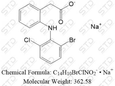 双氯芬酸杂质1 钠盐（双氯芬酸EP杂质D 钠盐） 127792-45-4 C14H10BrClNO2- • Na+
