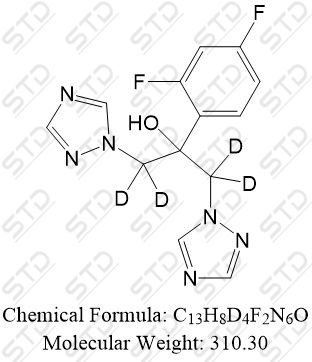 氟康唑-<em>d4</em> <em>1124197-58-5</em> C13H8D4F2N6O