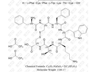 醋酸奥曲肽杂质16 三氟乙酸盐 160841-00-9(free base) C45H57N9O9S2 • 2(C2HF3O2)