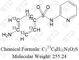 柳氮磺吡啶杂质10-13C6（柳氮磺吡啶EP杂质J-13C6） 1228182-45-3 C513C6<em>H</em>11N3O2S