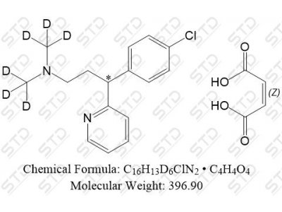 马来酸氯苯那敏-d6 1219806-45-7 C16H13D6ClN2 • C4H4O4