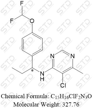 <em>5-Chloro-N</em>-{<em>1</em>-[<em>4</em>-(difluoromethoxy)Phenyl]<em>Propyl</em>}-6-<em>methyl-4</em>-pyrimidinamine 130339-07-0 C15H16ClF2<em>N3</em>O