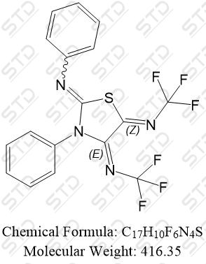 (<em>4E</em>,<em>5Z</em>)-<em>N2,3-diphenyl-N4</em>,N<em>5-bis</em>(<em>trifluoromethyl</em>)<em>thiazolidine-2,4,5-triimine</em> <em>37893-02-0</em> <em>C17H10F6N4S</em>
