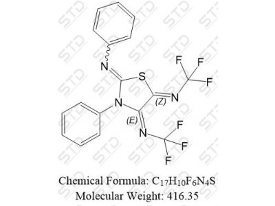 (4E,5Z)-N2,3-diphenyl-N4,N5-bis(trifluoromethyl)thiazolidine-2,4,5-triimine 37893-02-0 C17H10F6N4S