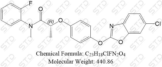 (<em>2R</em>)-<em>2</em>-[<em>4</em>-[(<em>6-chloro-2-benzoxazolyl</em>)<em>oxy</em>]<em>phenoxy</em>]-<em>N</em>-(<em>2-fluorophenyl</em>)-<em>N-methylpropanamide</em> 256412-89-<em>2</em> C23H18ClFN<em>2O4</em>