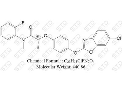 (2R)-2-[4-[(6-chloro-2-benzoxazolyl)oxy]phenoxy]-N-(2-fluorophenyl)-N-methylpropanamide 256412-89-2 C23H18ClFN2O4