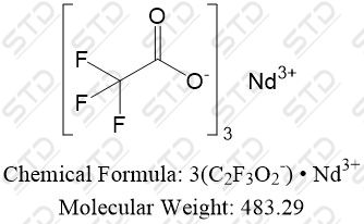 <em>Acetic</em> <em>acid</em>, 2,2,2-<em>trifluoro</em>-, neodymium(3+) salt (3:1) 29770-44–3 3(C2F3O2-) • Nd3+
