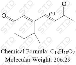 (<em>E</em>)-<em>2,4,4-trimethyl-3</em>-(<em>3-oxo-1-butenyl</em>)<em>cyclohex-2-en-1-one</em> 29790-29-<em>2</em> C13H18O<em>2</em>