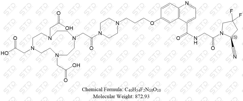 )-<em>2</em>-oxoethyl)carbamoyl)quinolin-6-<em>yl</em>)oxy)<em>propyl</em>)piperazin-<em>1-yl</em>)-<em>2</em>-oxoethyl)-<em>1,4,7,10-tetraazacyclododecane-1,4</em>,7-triyl)triacetic <em>acid</em> 2374782-02-0 C40H54F<em>2</em>N10O10